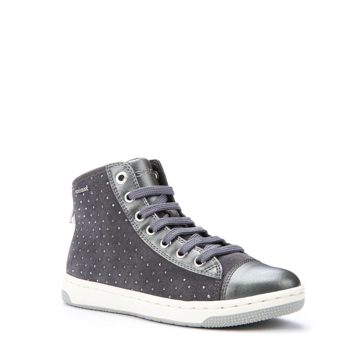Sneaker Alte Geox Creamy B Per Bambina - Pelle Scamosciata Con Strass