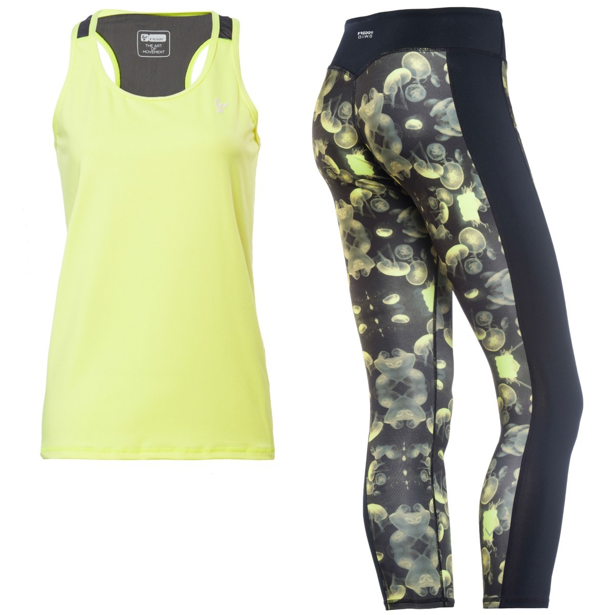 FREDDY LEGGINGS SUPERFIT - VITA BASSA - 7/8 – TESSUTO D.I.W.O.® – STAMPA ALL-MAGENTA + CANOTTA OMAGGIO (S6SF7TE1TA)