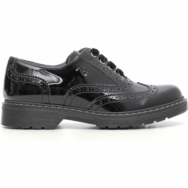 NERO GIARDINI JUNIOR SCARPA STRINGATA IN VERNICE BAMBINA A631800F - 100 (30-34)