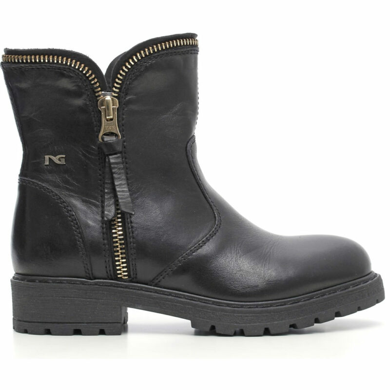 NERO GIARDINI JUNIOR TRONCHETTO RAGAZZA IN PELLE A632022F-100 (35-39)