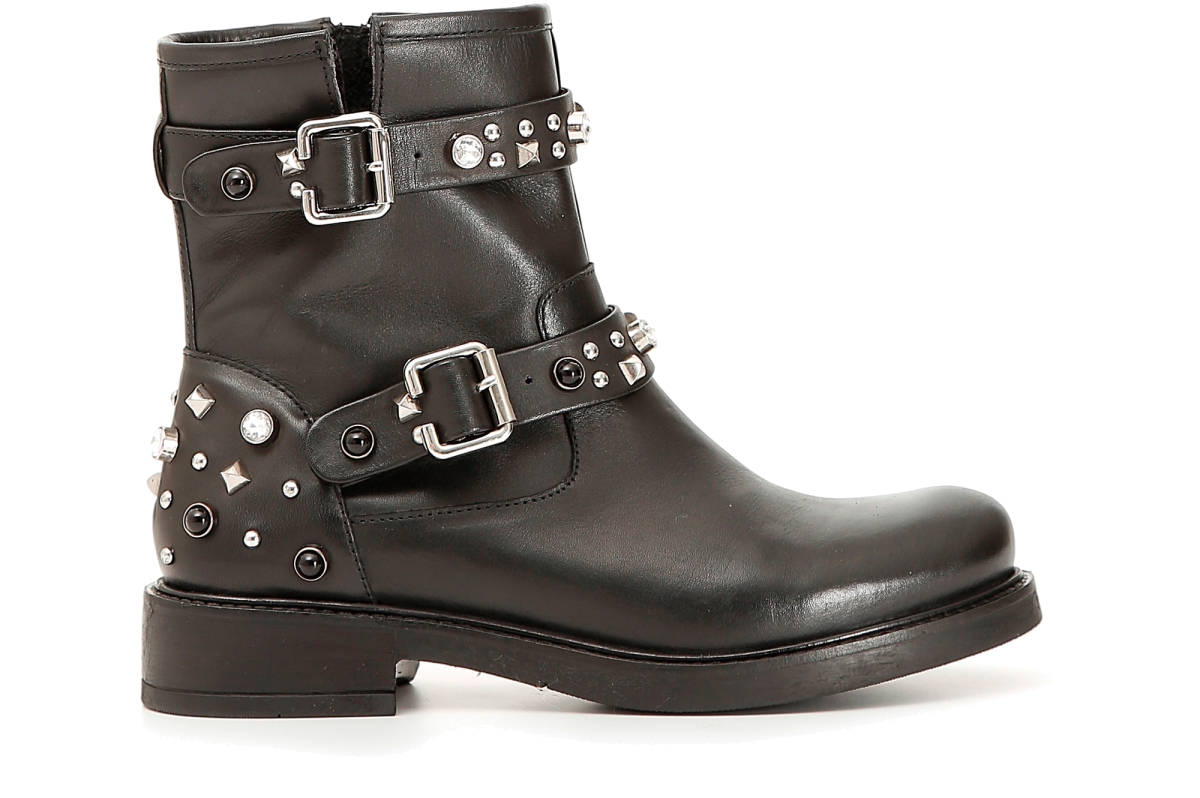 CAFèNOIR TRONCHETTO DONNA DOPPIA FIBBIA CON BOCHIE E STRASS IN PELLE FC159