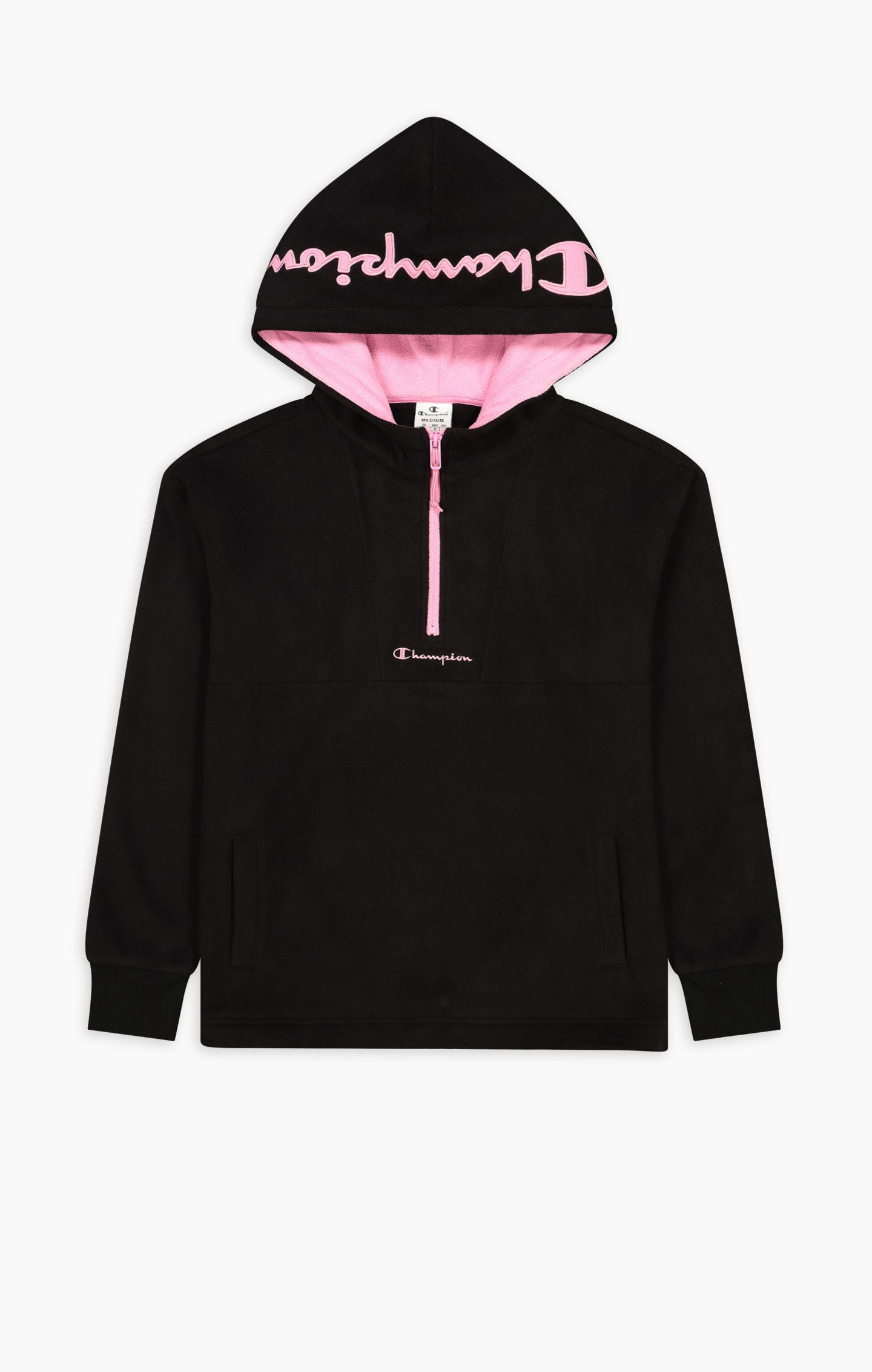 Half Zip Sweatshirt Felpa Champion Pile Cappuccio Felpa Rosa Champion  Hoodie Champion Felpa Bale Hooded, image size:1440x2265
