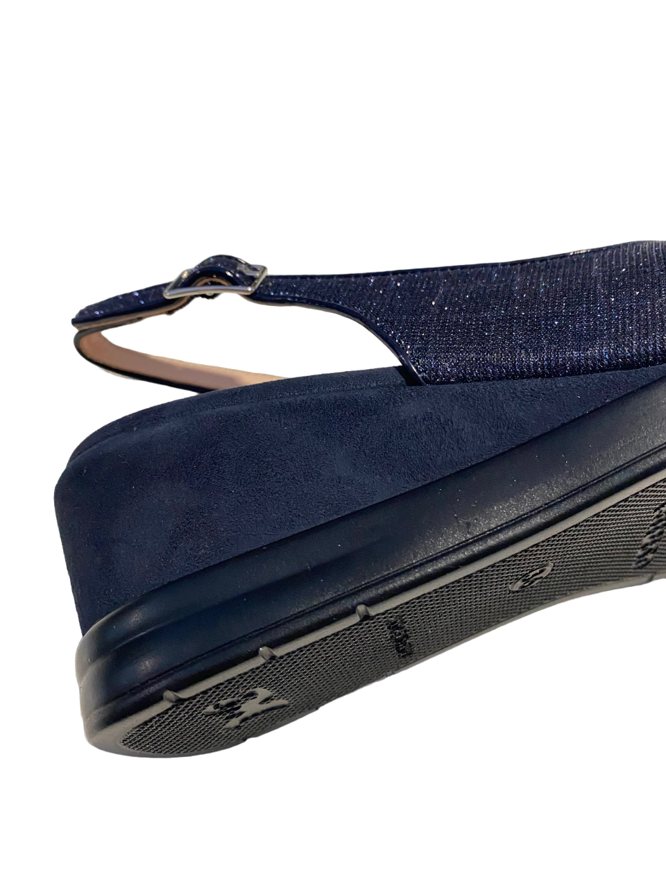 MELLUSO R80335 – Sandalo Spuntato da Donna in Lurex Blu con Zeppa - Main Image