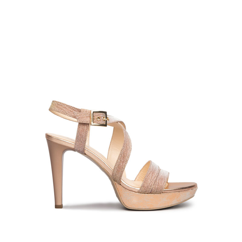 NERO GIARDINI E012830DE - Sandalo Elegante da Donna in Tessuto Lurex con Tacco Alto