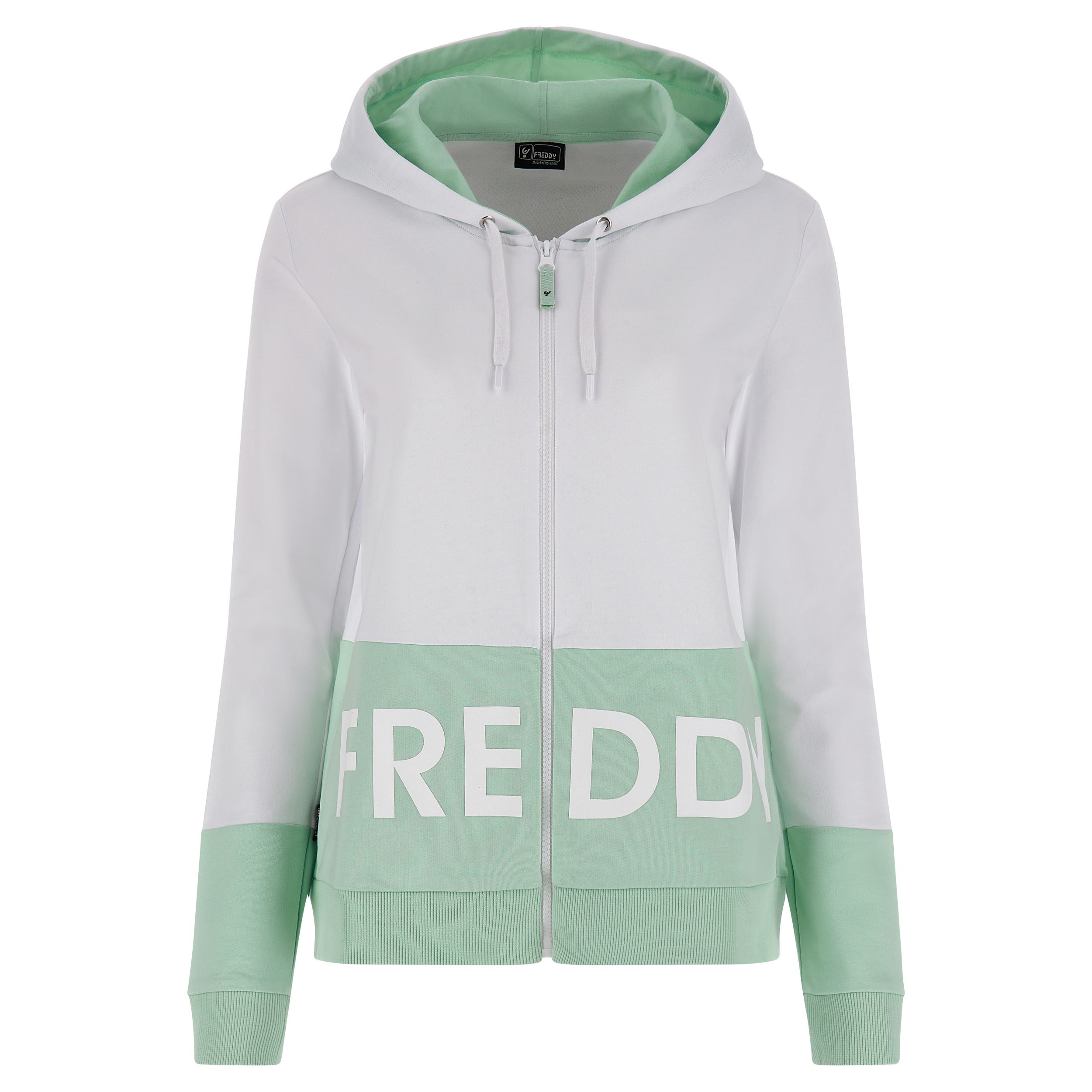 FREDDY Felpa da Donna Oversize Color Block con Stampa e Cappuccio Doppiato - S3WMVS2