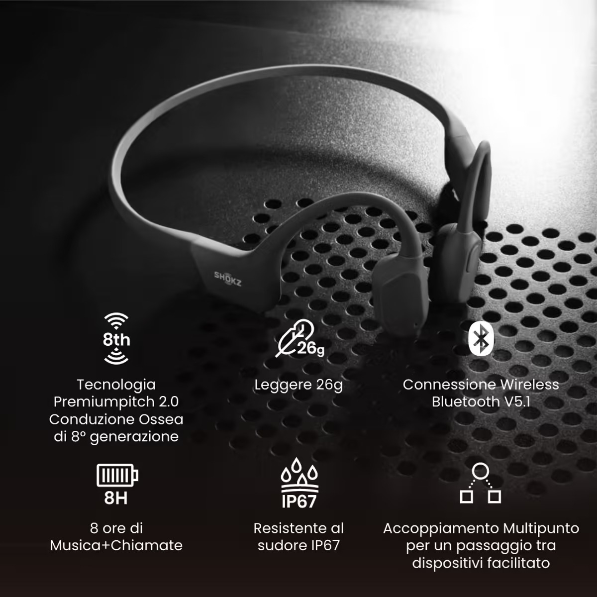 Casque De Sport Sans Fil à Conduction Osseuse Shokz Bluetooth Noir - Foto 8