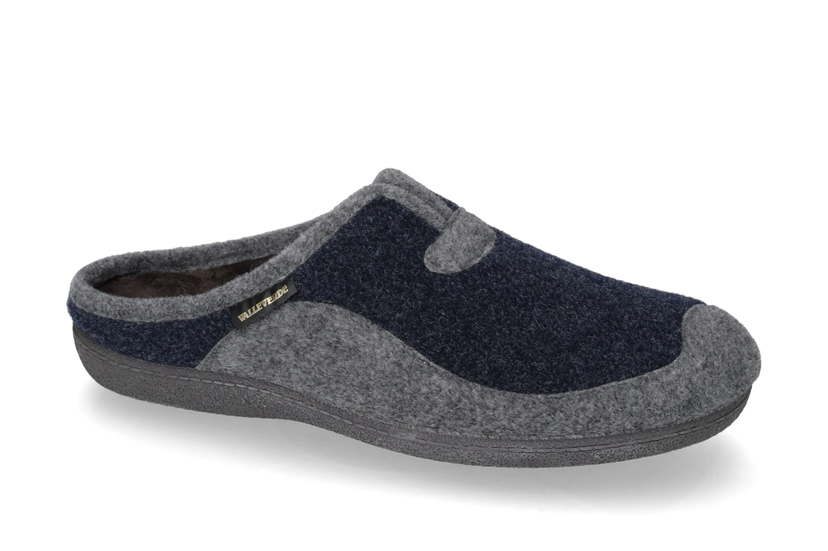 VALLEVERDE 26823 - Ciabatta Invernale da Uomo in Lana Cotta con Plantare Estraibile