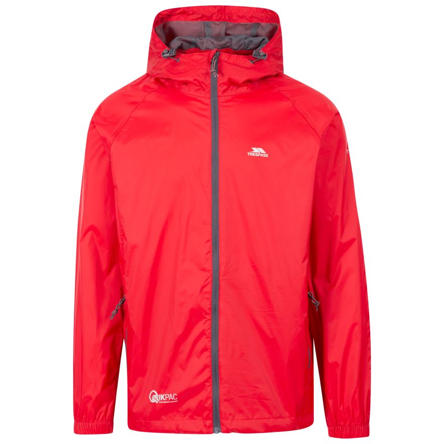 TRESPASS UNISEX WATERPROOF PACKAWAY JACKET QIKPAC-RED
