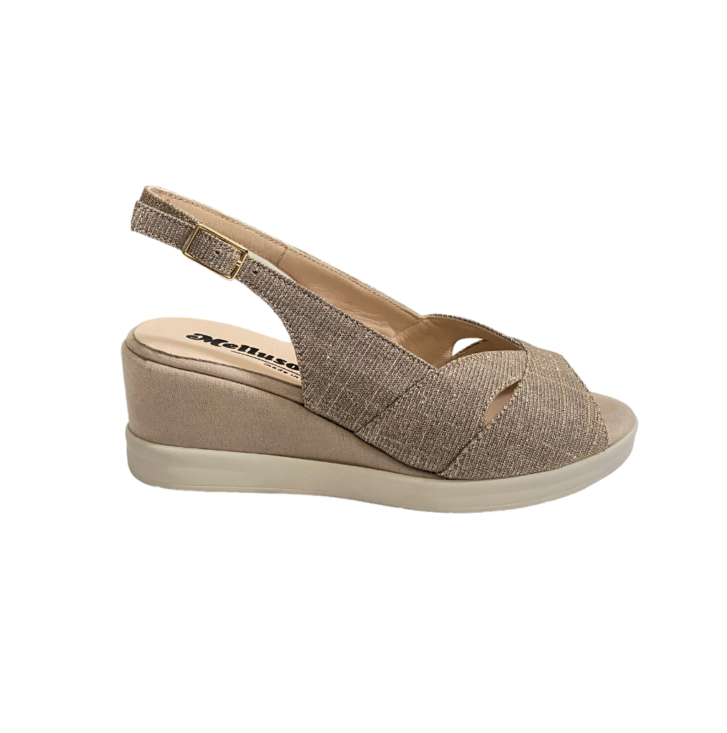 Melluso R80339 - Sandali Comodo da Donna in Tessuto Glitterato con Zeppa
