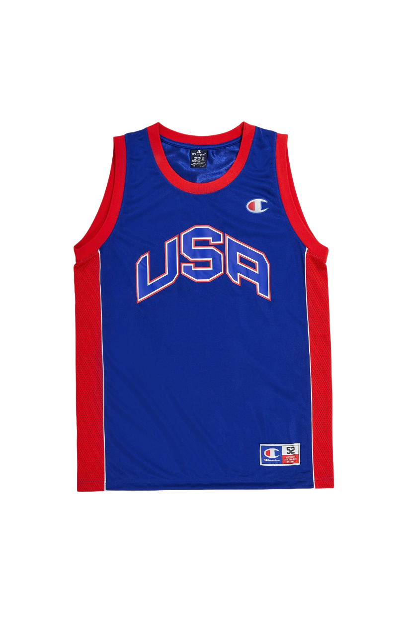 CHAMPION Legacy Canotta Basket da Uomo in Tessuto Mesh Logo USA - 219745