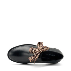 Scarpe Frau Allacciate In Pelle Con Lacci Raso - Made In Italy, Comode Ed Eleganti, Colore Nero