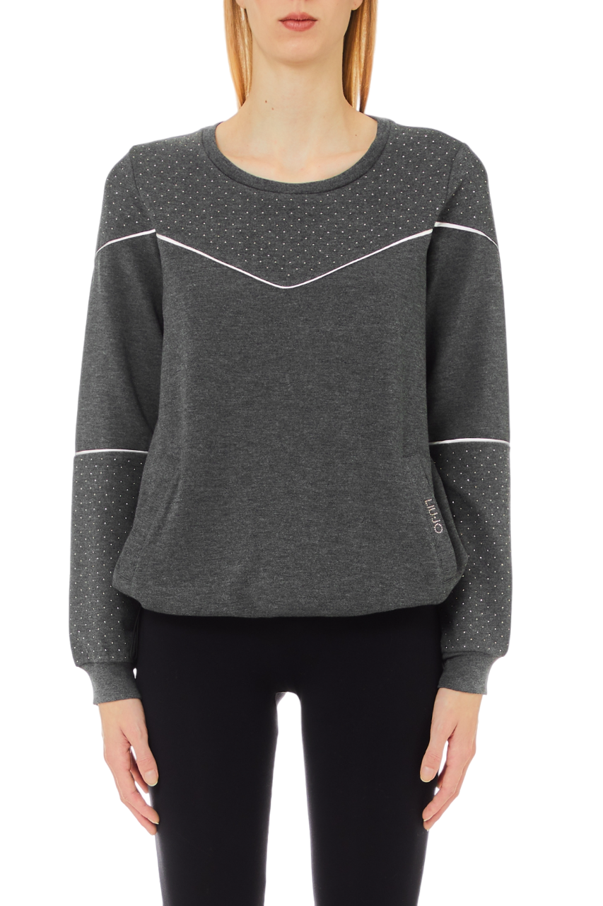 LIU JO Felpa Girocollo Invernale con Strass da Donna - TF4270