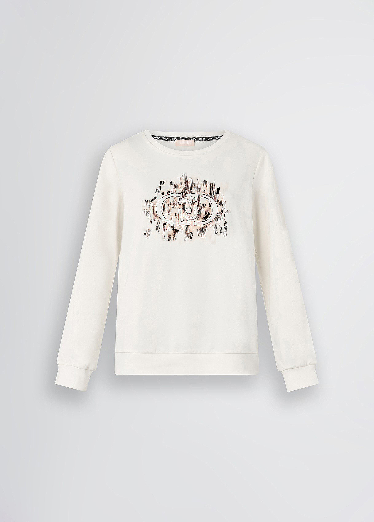 LIU JO Felpa Garzata Girocollo da Donna con logo Animalier e Strass - TA5168 - immagine 7