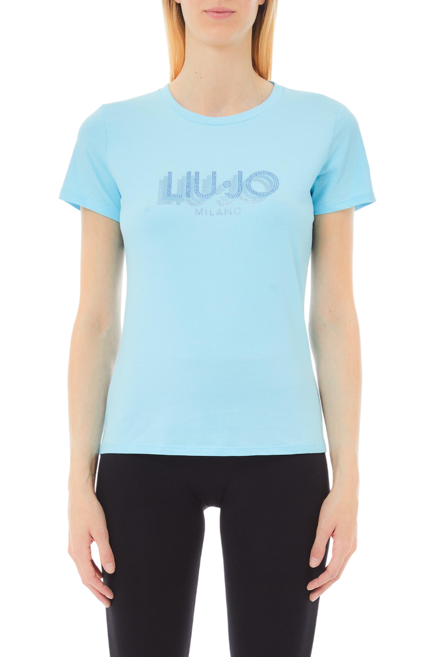 LIU JO T-shirt con logo e strass TA5214