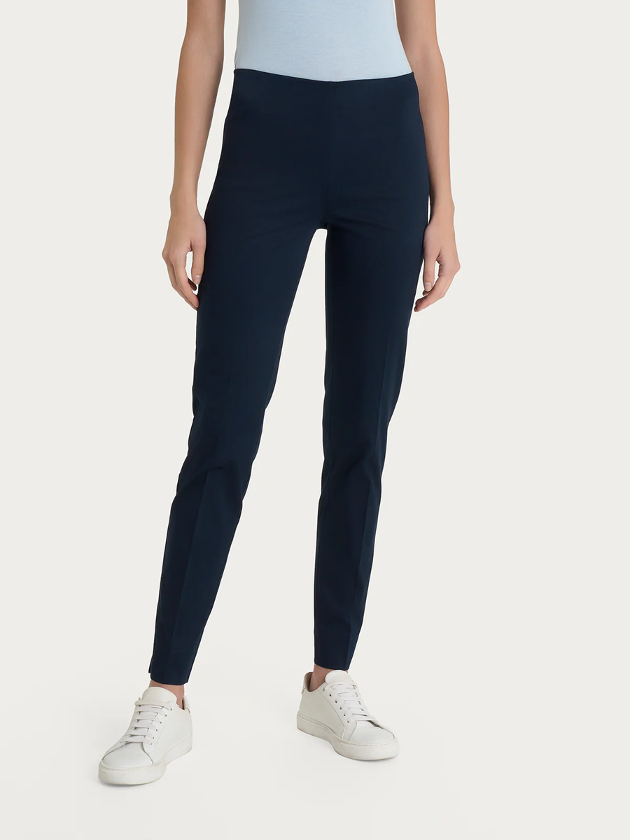 RAGNO Pantalone a sigaretta con spacchetti in Satin Power - NAVY BLU DN22PS