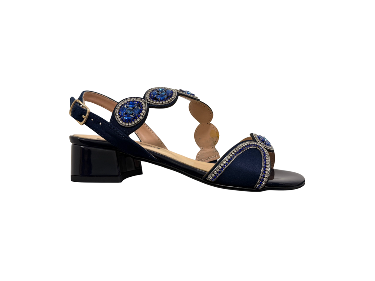 Melluso Sandalo da Donna Elegante con Tacco Basso Comodo in Pelle Scamosciata e Brillanti - K35555