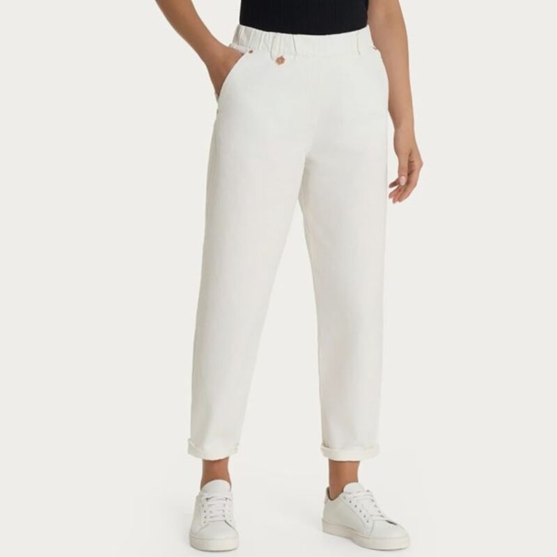 RAGNO Jeans ampio alla caviglia con tasche in Light Denim - Bianco DN18P7