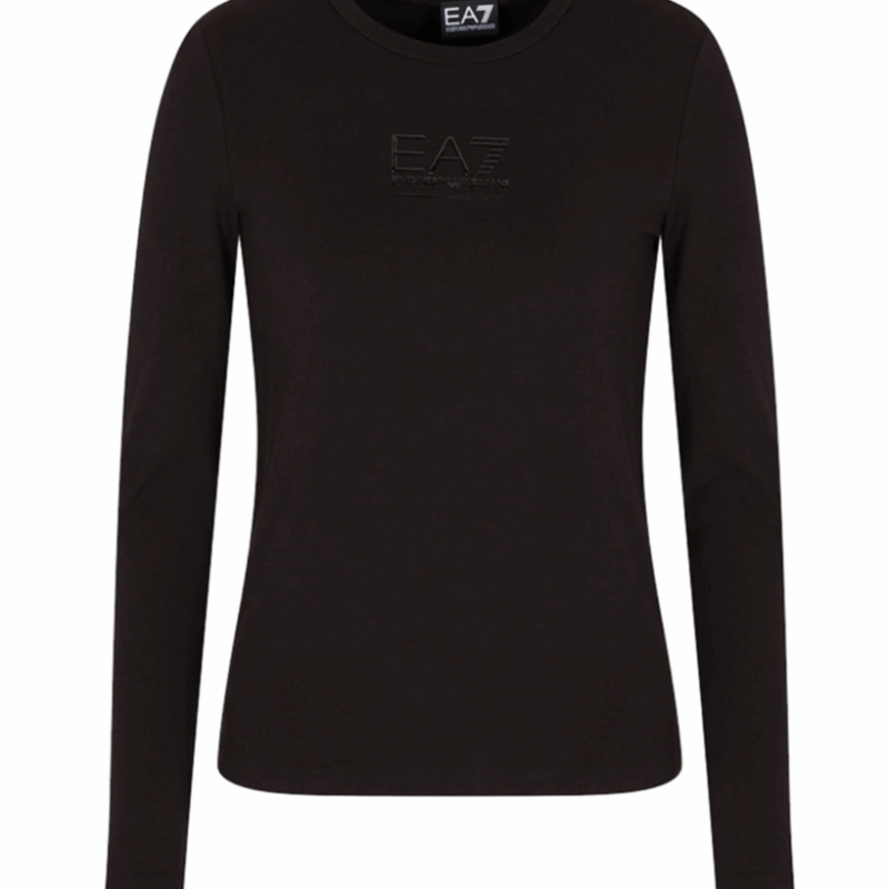 EA7 EMPORIO ARMANI T-Shirt Visibility a Manica Lunga da Donna in Cotone Stretch - 7W000415