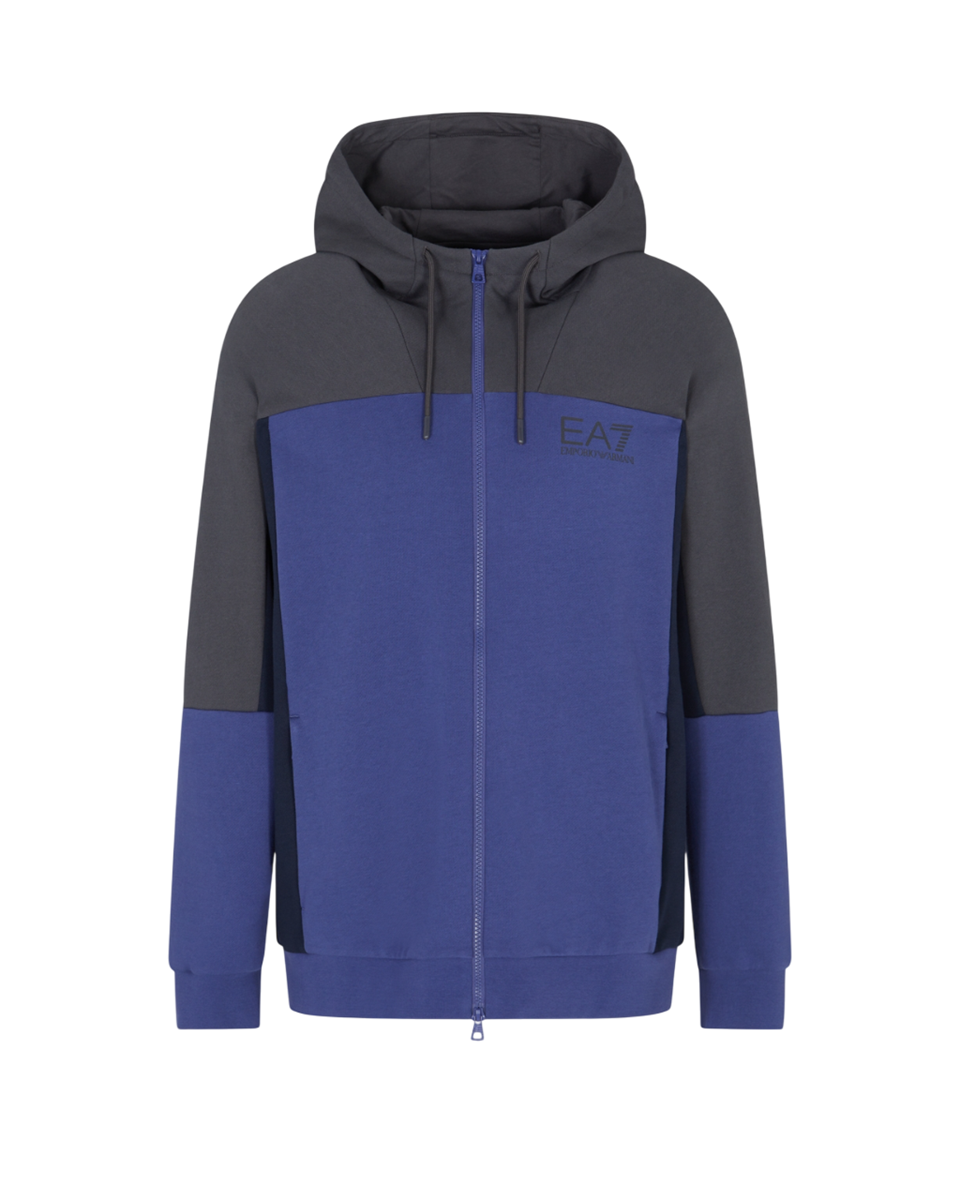 EMPORIO ARMANI EA7 Felpa Athletic Colour Block in Misto Cotone Felpato Organico ASV – 7M000944
