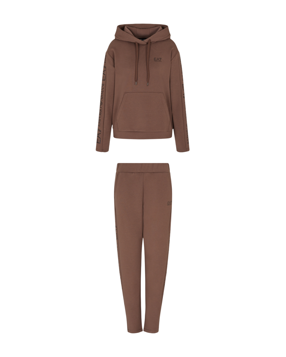 EA7 EMPORIO ARMANI Tuta in jersey di cotone felpato stretch con logo da Donna - 7W000116