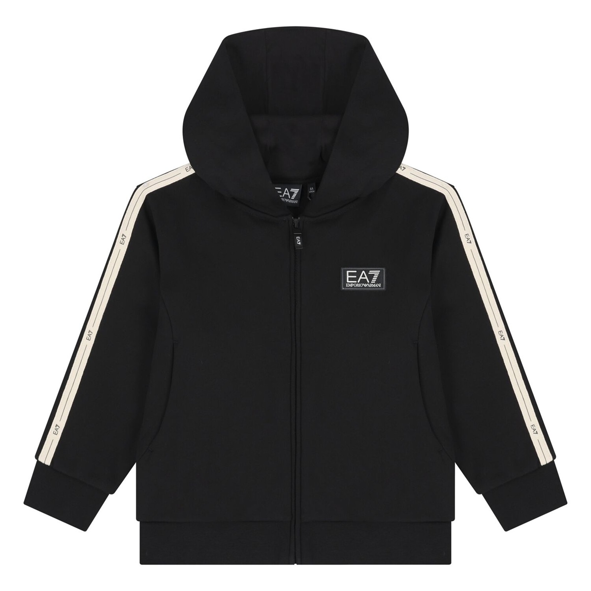 EA7 EMPORIO ARMANI Felpa Aperta con Cappuccio da Bambini e Ragazzi Logo Series Boy in Cotone Felpato - 7B000193