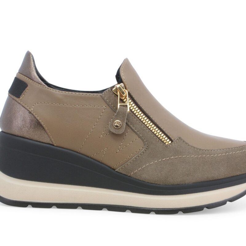 Melluso Sneaker Slip-On da Donna in Pelle e Camoscio con Zeppa - R25552Z