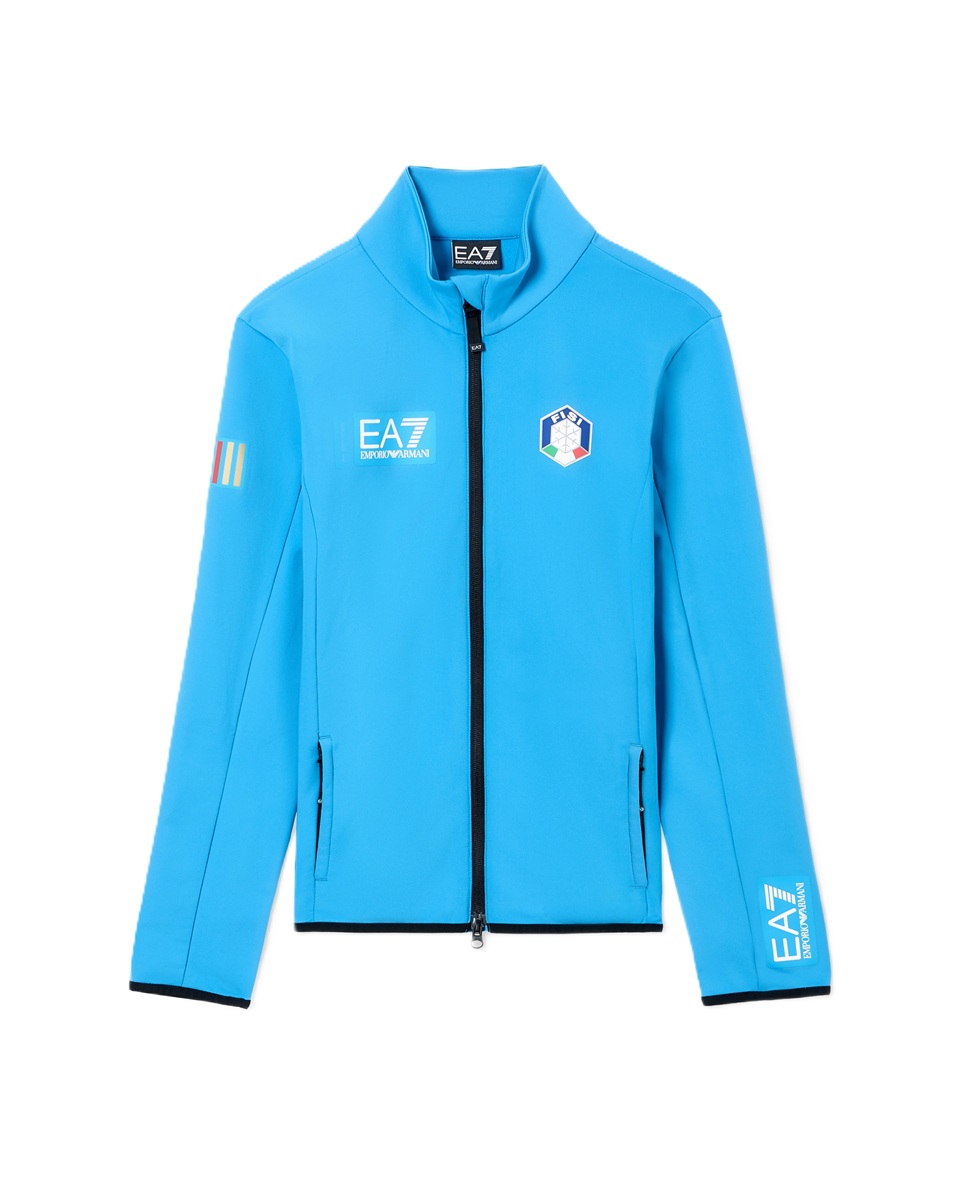 EA7 EMPORIO ARMANI Felpa con zip Collezione FISI 25/26 in tessuto Powerstretch da Uomo - 7M001206