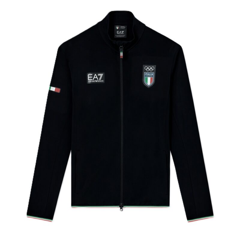 EA7 EMPORIO ARMANI Italia Team Felpa con zip da sci in tessuto Powerstretch da Uomo - Giochi Olimpici Milano Cortina 2026 - 7M001269