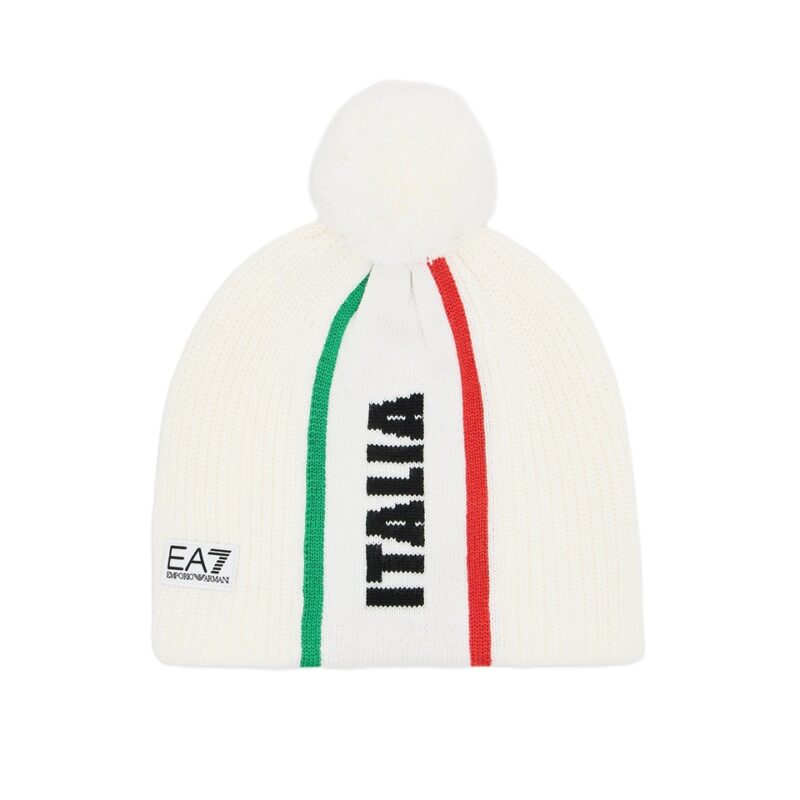 EA7 EMPORIO ARMANI Italia Team Berretto Unisex con PON PON in Misto Lana – Giochi Olimpici Milano Cortina 2026 - 7X000514