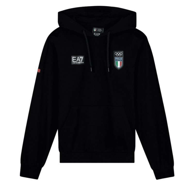 EA7 EMPORIO ARMANI Italia Team Felpa Unisex con cappuccio in cotone garzato – Giochi Olimpici Milano Cortina 2026 – 7X000553