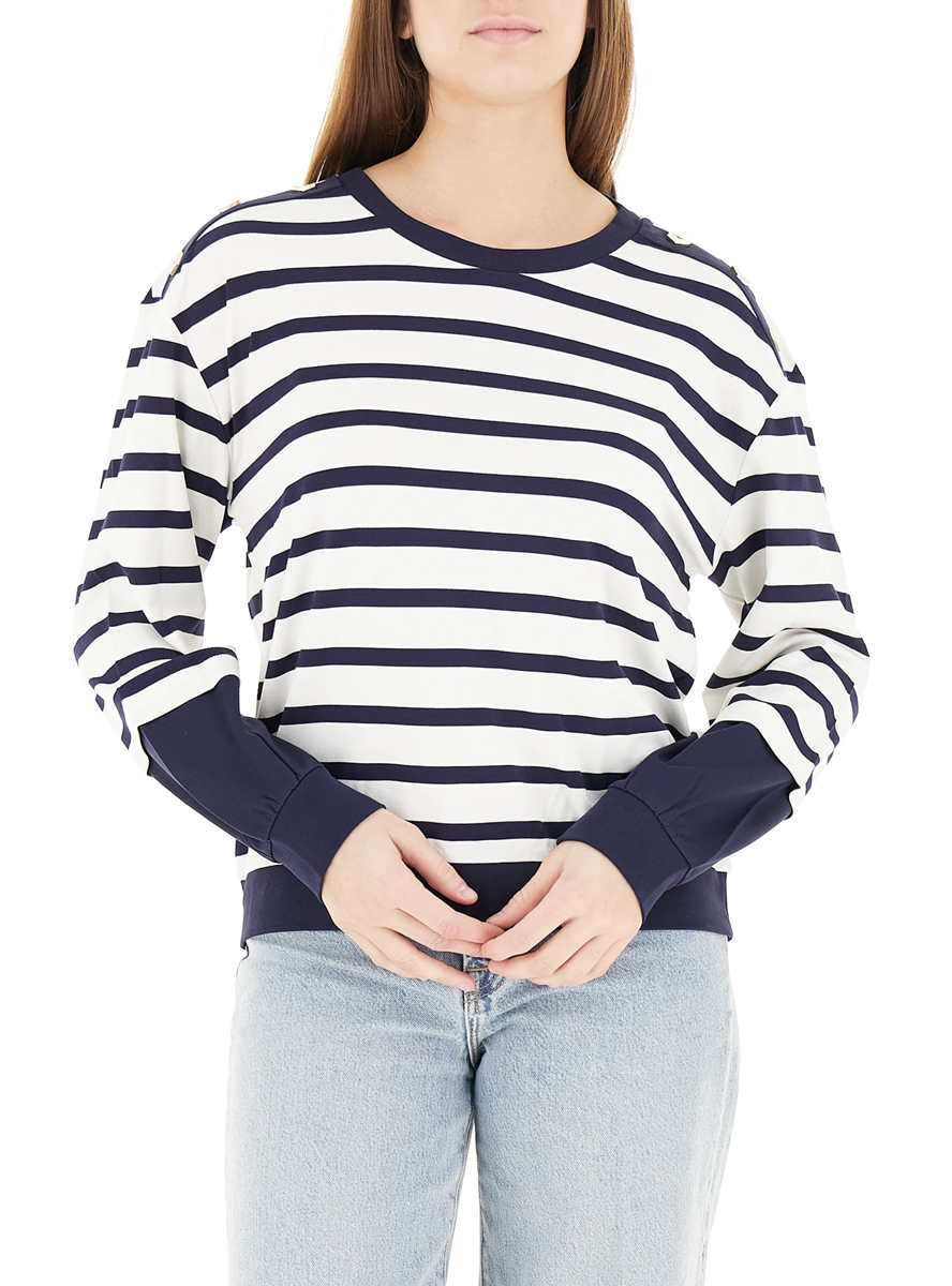 Liu Jo Felpa Donna Leggera Girocollo con applicazzioni sulle spalle TA6083