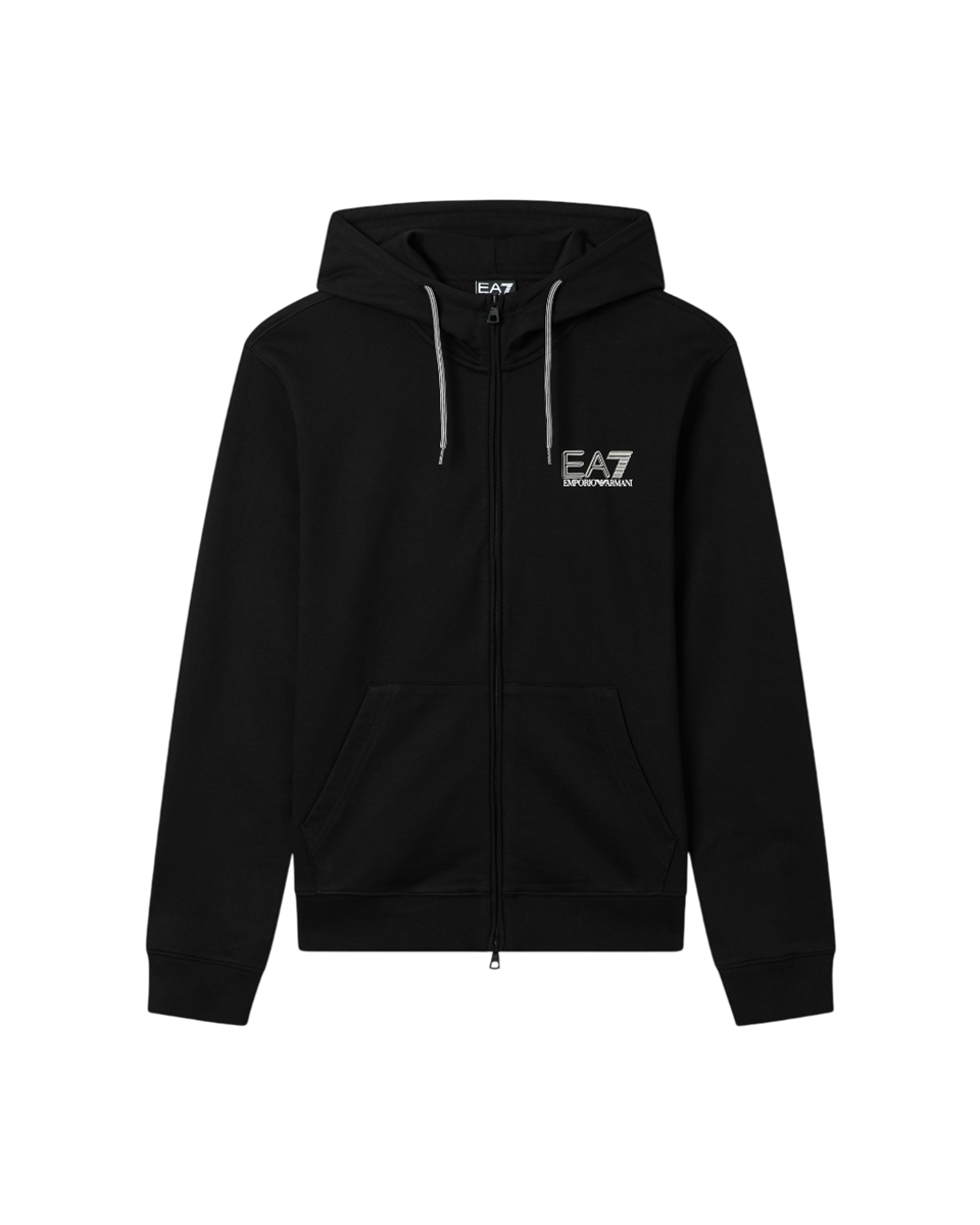 EA7 EMPORIO ARMANI Felpa Full Zip da Uomo Visibility in Cotone Garzato con cappuccio - 7M001314