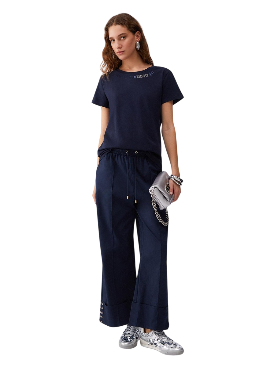LIU JO Pantalone Donna misto cotone con borchie sul fondo TA6167