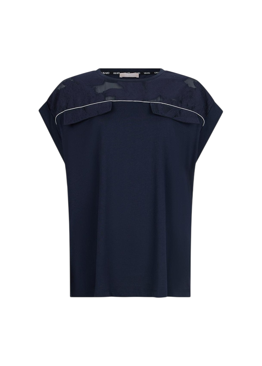 LIU JO t-shirt donna con dettagli in trasparenza TA6118