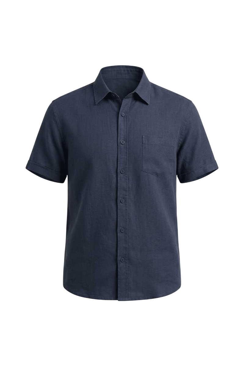 40Weft Camicia Uomo Manica corta c/taschino 100% lino VICTOR 2140