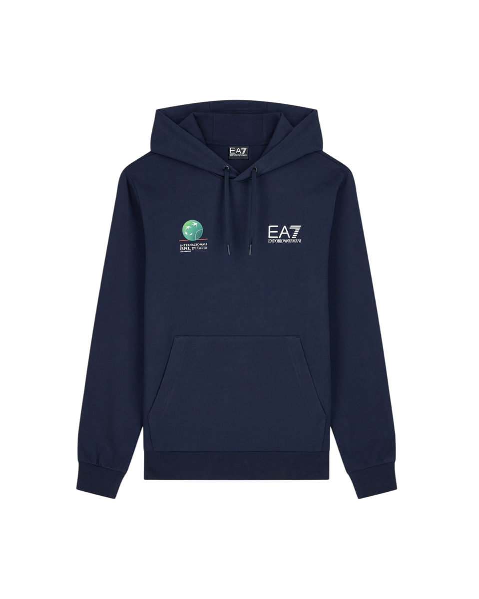 EA7 EMPORIO ARMANI Internazionali BNL d'Italia 2026 - Felpa con cappuccio in cotone Garzato da Uomo - 7M002816
