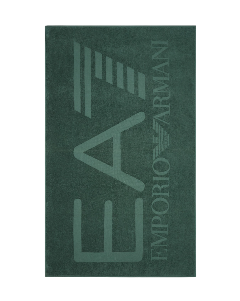EA7 EMPORIO ARMANI Telo Mare in Cotone con maxi logo tono su tono 170x100 cm - 7X000678