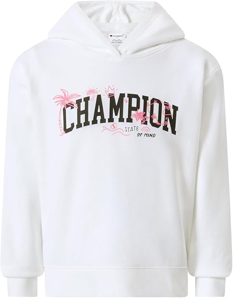 Champion Felpa Leggera con Cappuccio e Maxi Logo Stampato da Bambina Icon – 405370
