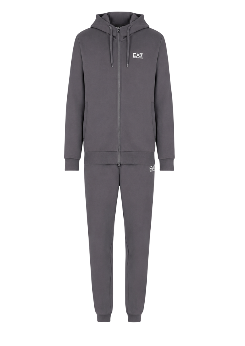 EA7 EMPORIO ARMANI Tuta da Uomo con cappuccio Core Identity in misto cotone Felpato - 8NPV68 (Pewter)