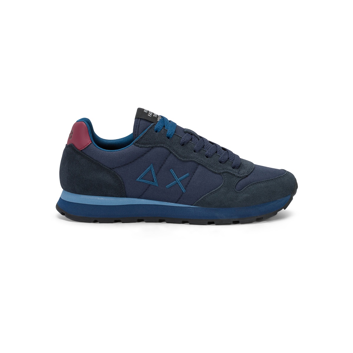 SUN68 Tom Solid Navy Blue/Bordeaux – Sneaker da Uomo in nylon e suede – Z46101