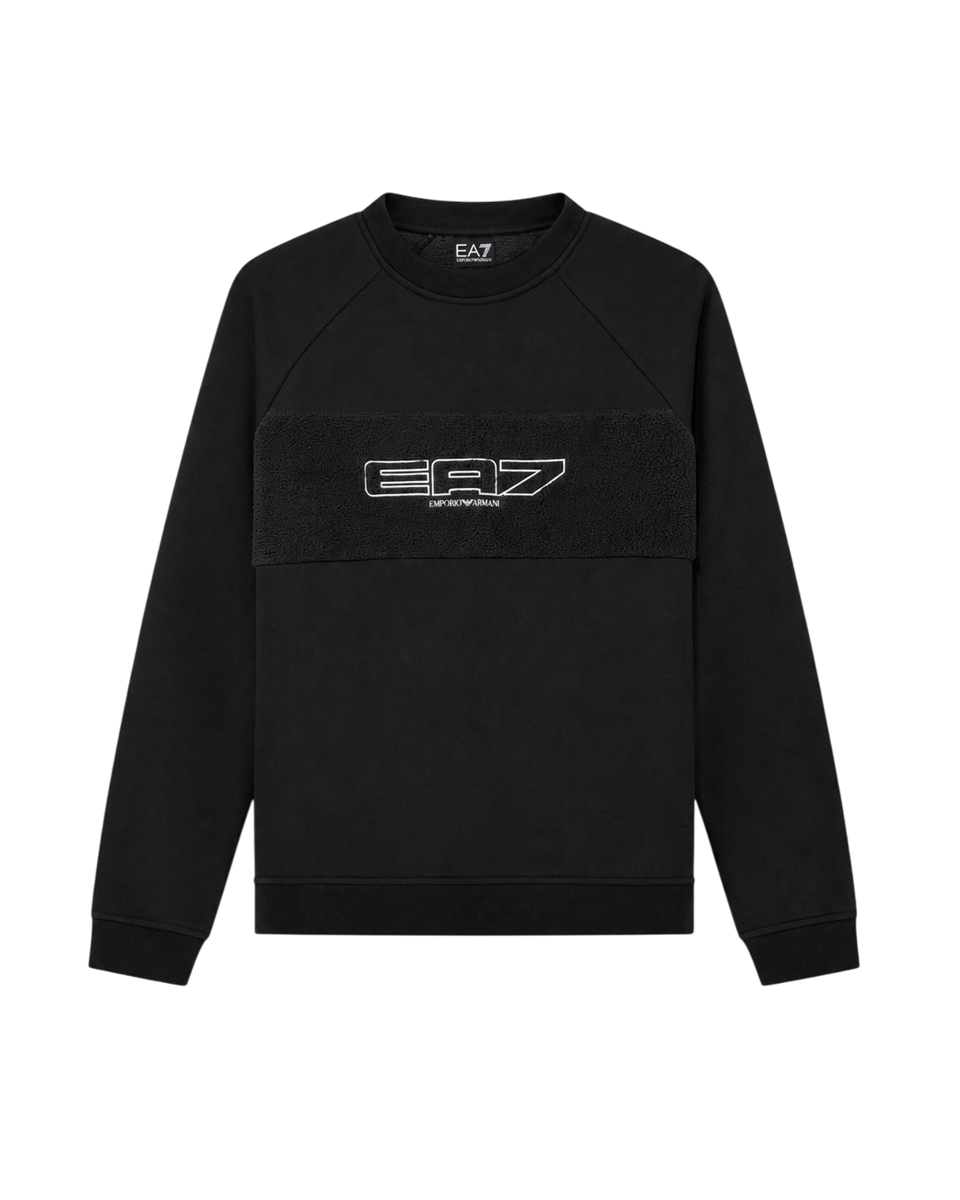 EA7 EMPORIO ARMANI Felpa Girocollo Logo Series con Inserti in Pile da Uomo - 7M002213
