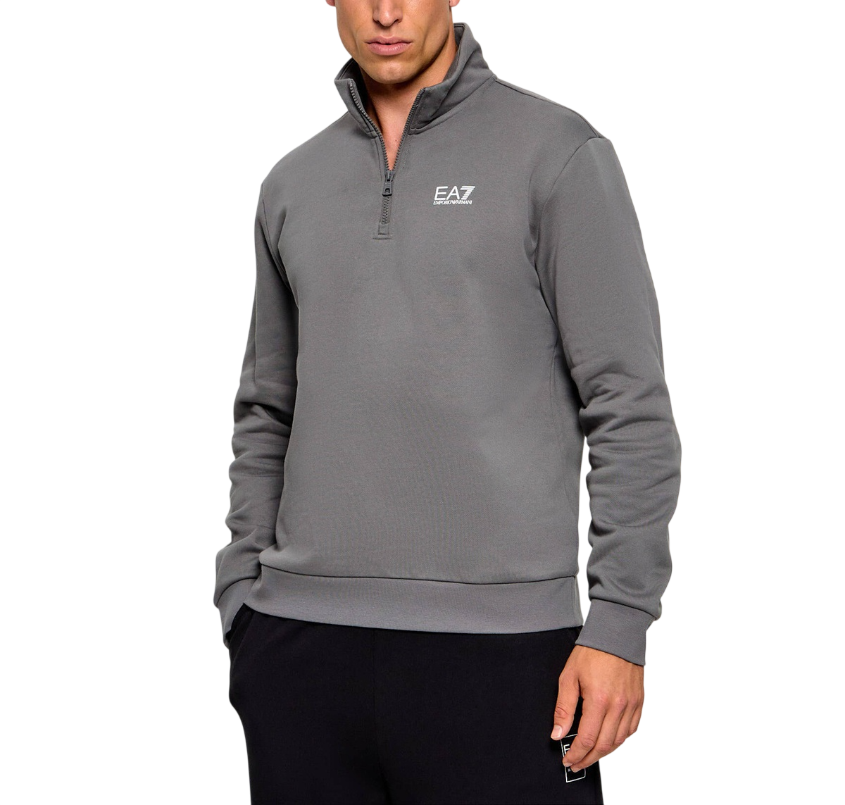 EA7 EMPORIO ARMANI Felpa da Uomo Core Identity 1/2 Zip in Cotone Felpato - 8NPM35