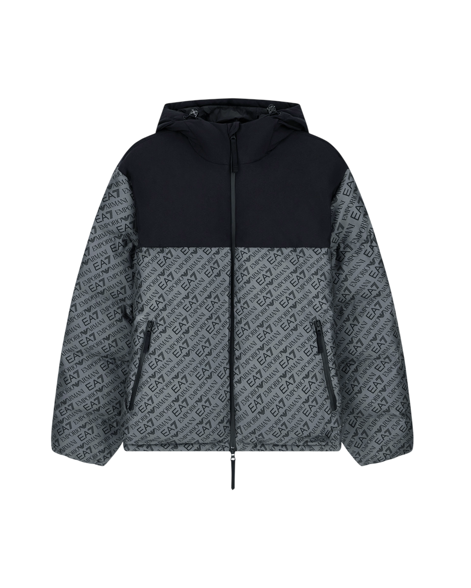 EA7 EMPORIO ARMANI Giacca imbottita con cappuccio e stampa logo da Uomo - 7M002566
