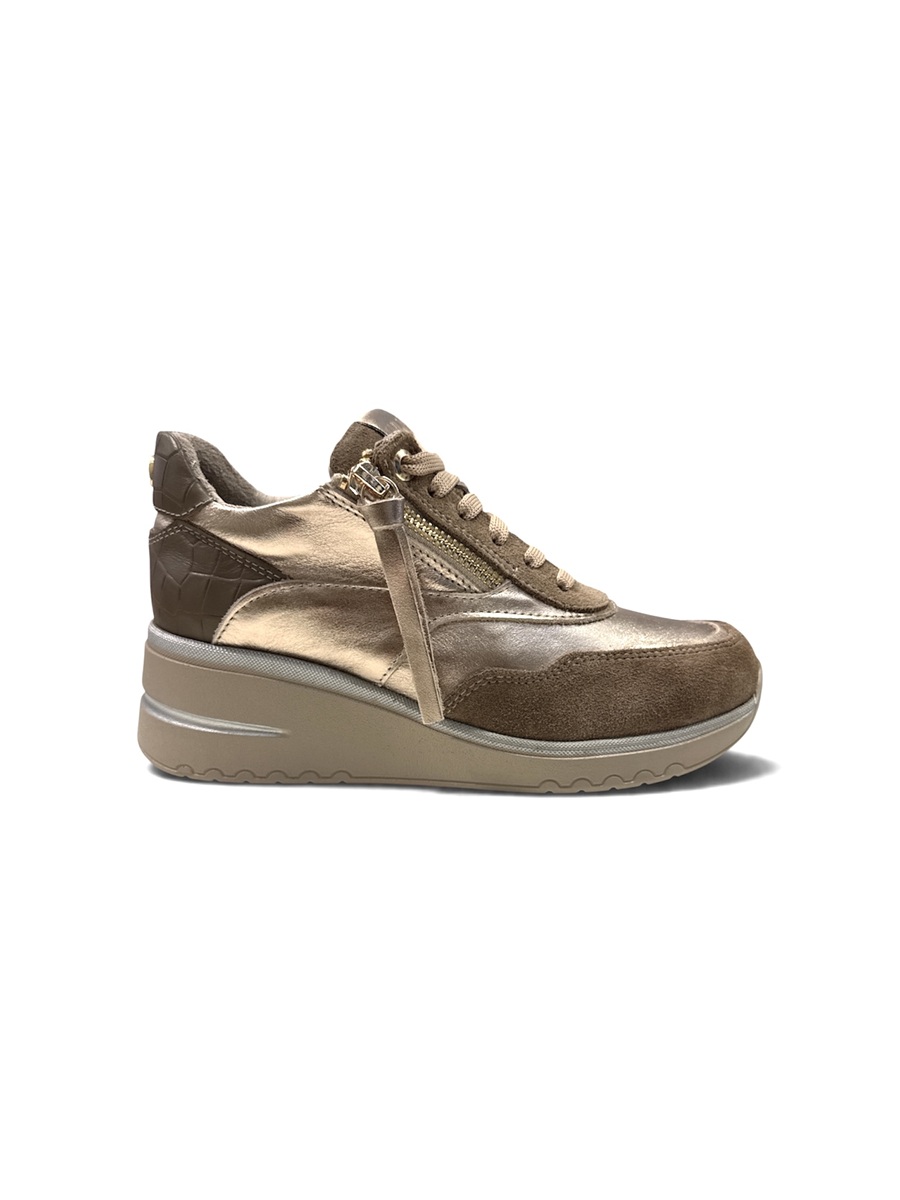 Melluso K56252 - Sneaker da Donna in Pelle e Camoscio con Zeppa