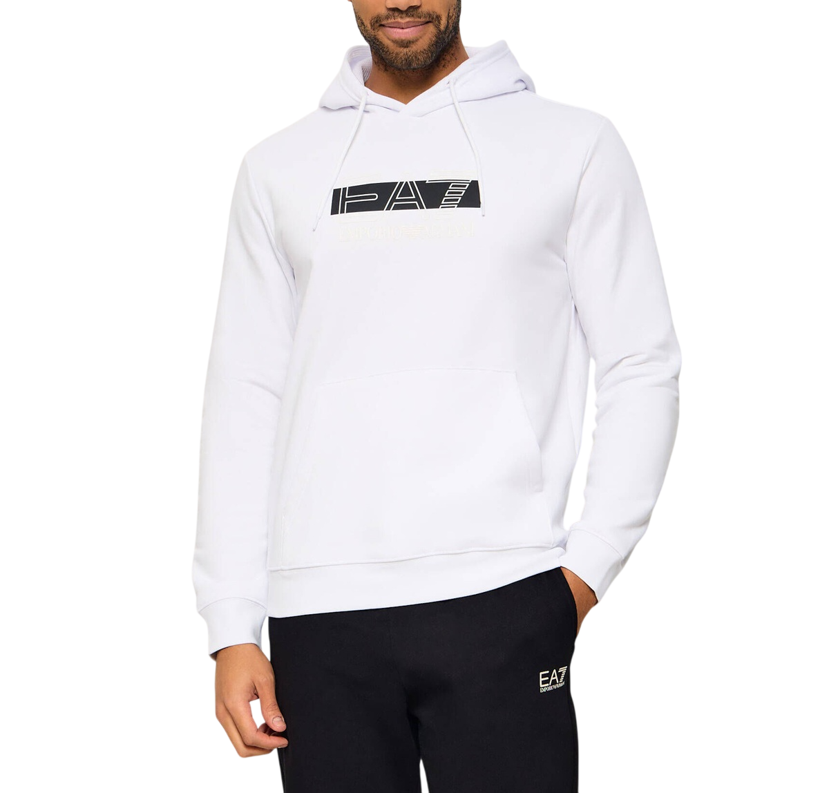 EA7 EMPORIO ARMANI Felpa con cappuccio e logo visibility in misto cotone felpato - 7M002426